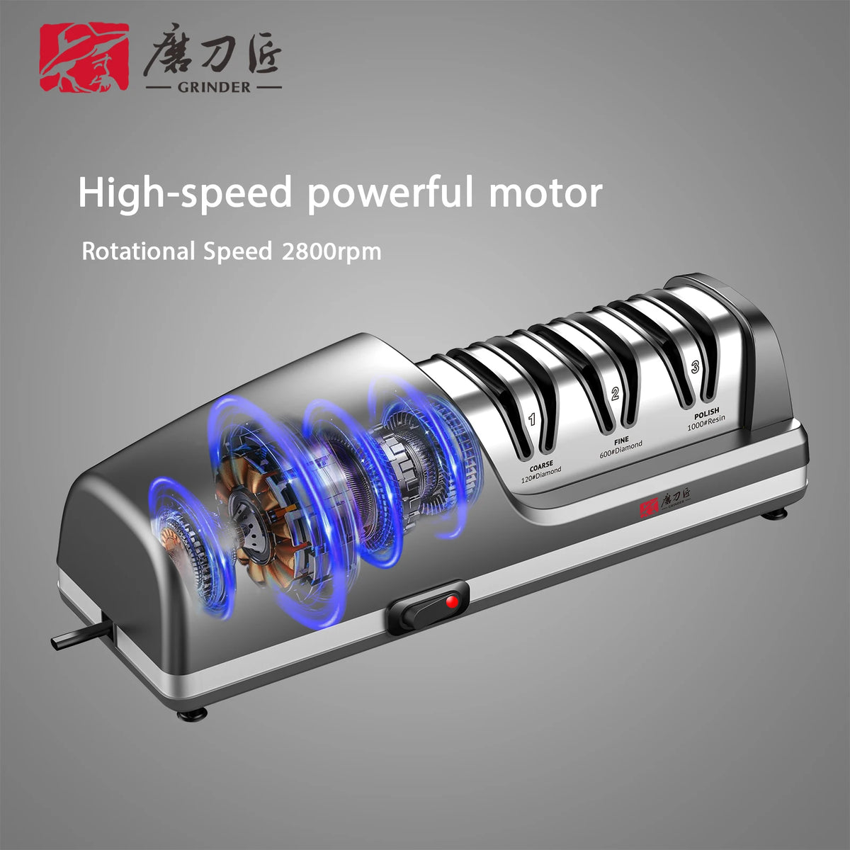 TG2403 Electric Knife Sharpener 15-Degree Bevel Grinding Kitchen Knife Specialized Features Sharpening and Polishing Functions