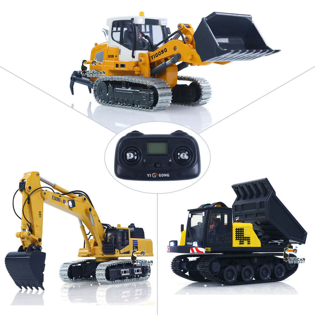 Toy 1:50 Remote Control Excavator PC520 Electric RC Digger Loader LR636 Model Crawler Dump Truck T14R RTR Lights Sounds Model