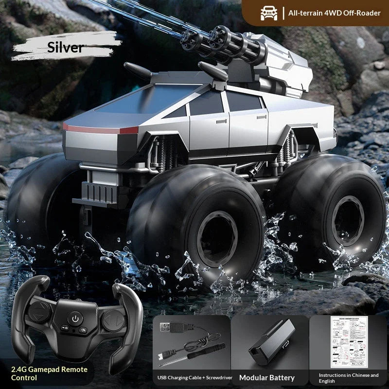 Ygdix Remote Control Car Amphibious Water Bullet Shooting Police Racing Off Road Vehicle For Adult Hobby Collection New Model