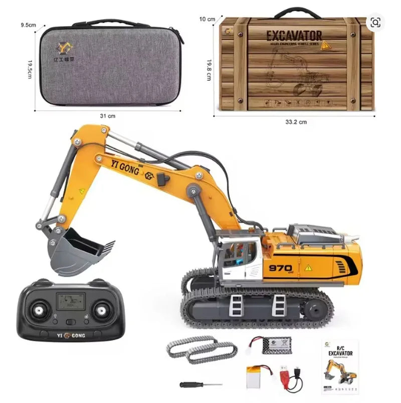 Yigong Rc Engineering Vehicle 1：50 Scale Alloy Excavator Crawler Loader Dump Truck 2 4ghz Simulation Construction Model Toy