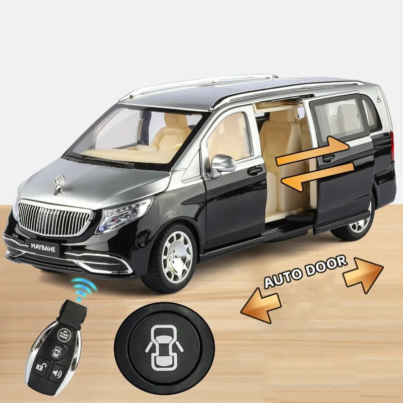 1:24 Maybachs VITO VS680 MPV Business Car Model With Remote Key Alloy Diecast Toy Metal Sound Light Toys Collection Gift