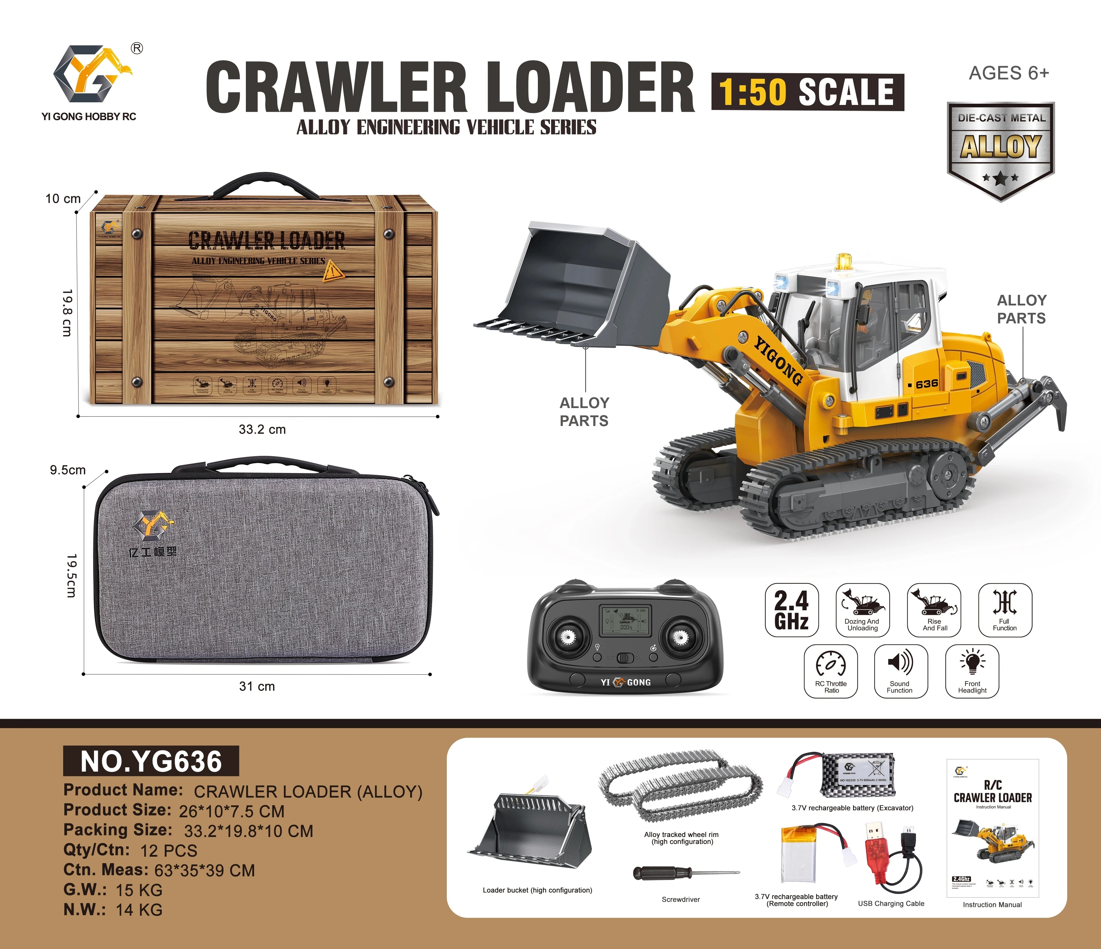Yigong New 1/50 Scale 970mm Lead Screw Remote Control Excavator Full-Channel Alloy Plastic Track Engineering Vehicle Model Toy
