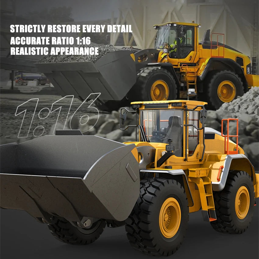 Toy Car 1/16 RC Full Metal Loader Excavator Electric Remote Control  Alloy Rc Car Excavator Engineering Model Cars for Kids Toys