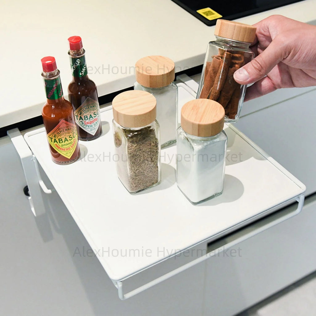Viral Space-Saving Hack! Stainless Steel Foldable Magic Shelf - Cabinet Door Organizer, Countertop Expander & Multi-Functional
