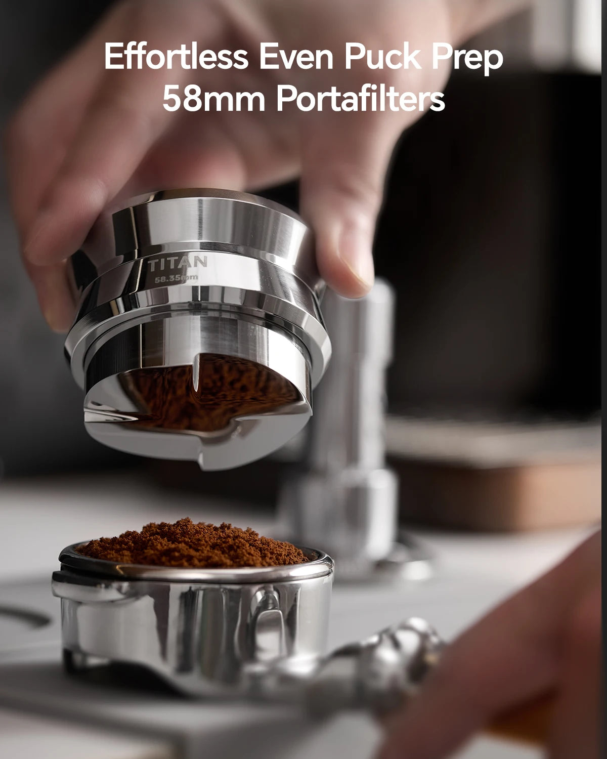 MUVNA 58.35mm Espresso Gravity Distributor Tool - Adaptive Coffee Distributor Leveler, Automatic Depth Setting Full-metal SUS304