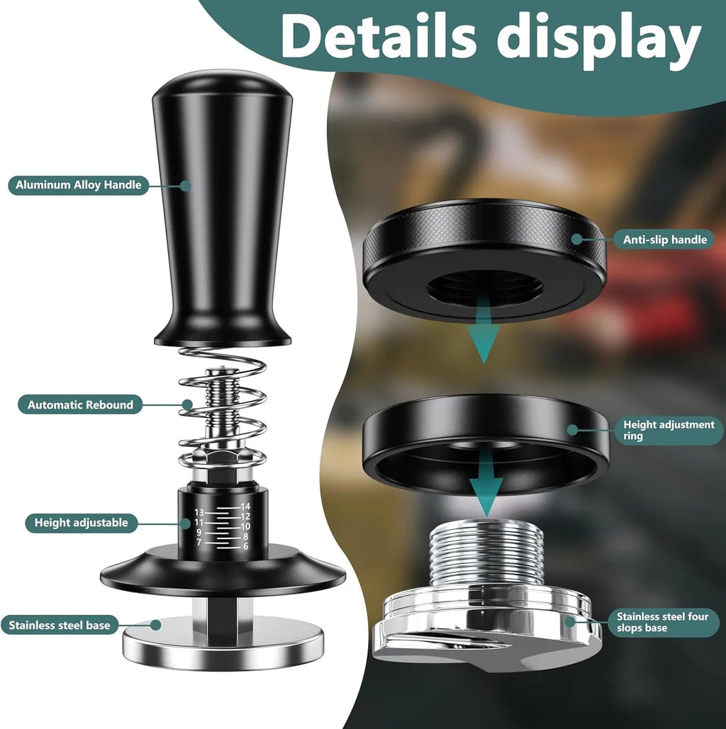 5/7Pack Espresso Accessories Kit Espresso Tamping Station Coffee Distributor Tamper WDT Tool Dosing Funnel Expresso Puck Screen
