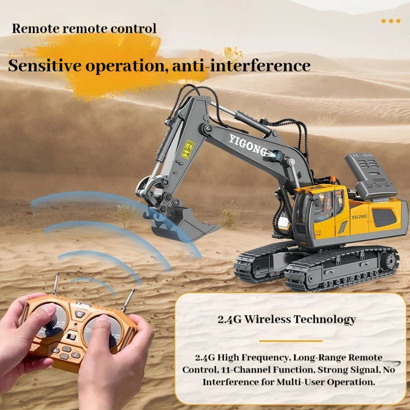 YIGONG Alloy Remote Control Engineering Vehicle 2.4G Wireless Rc Excavator Bulldozer Dump Truck Model For Hobby Collection 2026