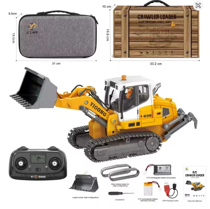 Yigong Rc Engineering Vehicle 1：50 Scale Alloy Excavator Crawler Loader Dump Truck 2 4ghz Simulation Construction Model Toy