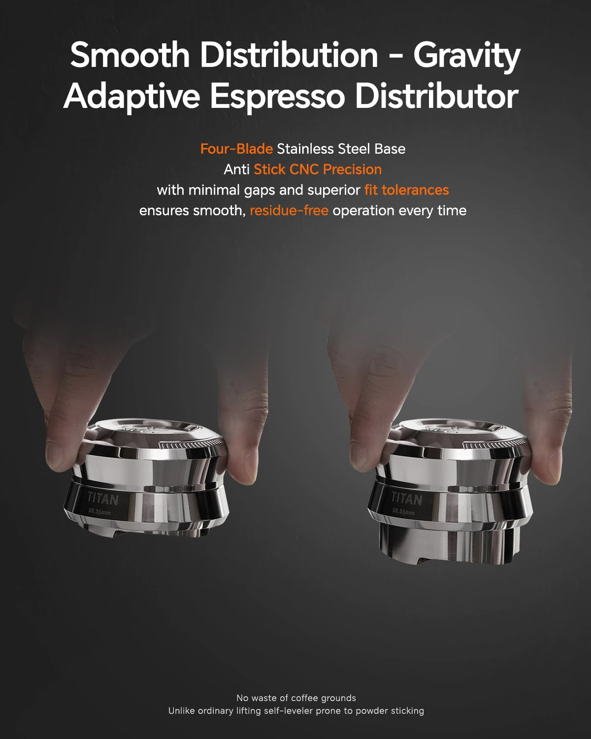 MUVNA 58.35mm Espresso Gravity Distributor Tool - Adaptive Coffee Distributor Leveler, Automatic Depth Setting Full-metal SUS304