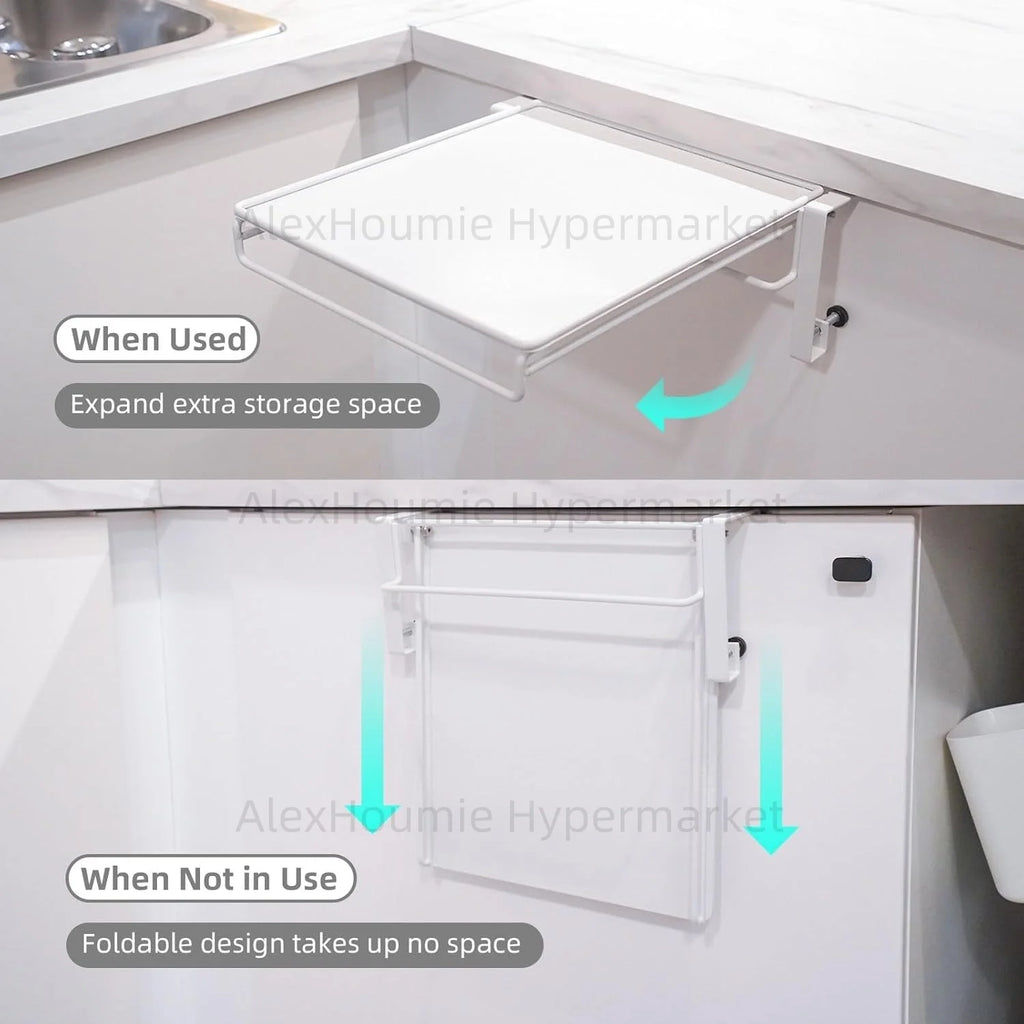 Viral Space-Saving Hack! Stainless Steel Foldable Magic Shelf - Cabinet Door Organizer, Countertop Expander & Multi-Functional
