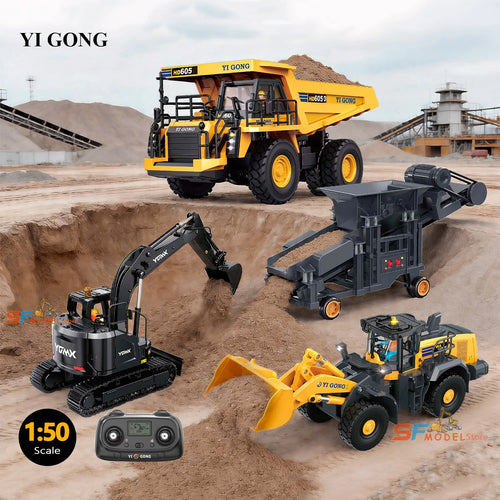 2026 New Yi Gong 1/50 RC Loader Dump Truck Excavator Sand Screener Road Roller Mini Engineering RC Car Electric Toy Gift