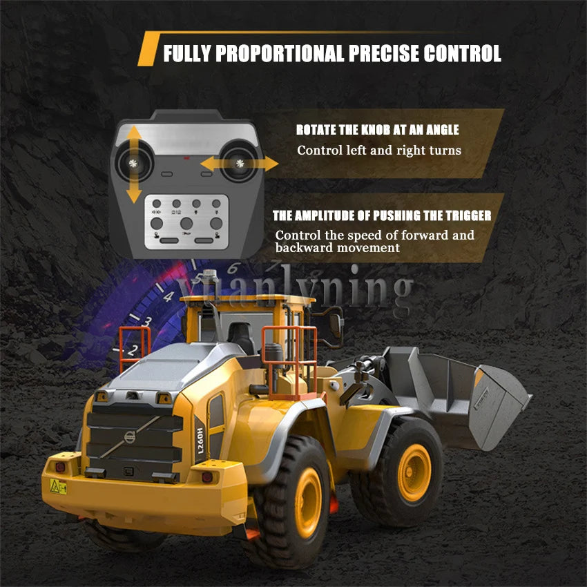 Toy Car 1/16 RC Full Metal Loader Excavator Electric Remote Control  Alloy Rc Car Excavator Engineering Model Cars for Kids Toys