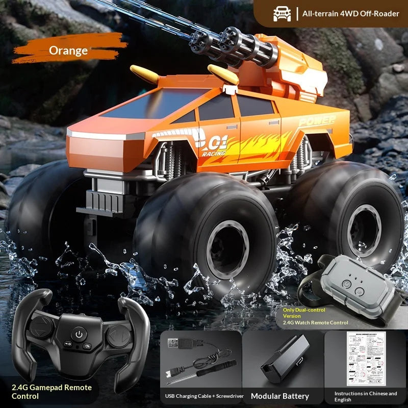 Ygdix Remote Control Car Amphibious Water Bullet Shooting Police Racing Off Road Vehicle For Adult Hobby Collection New Model
