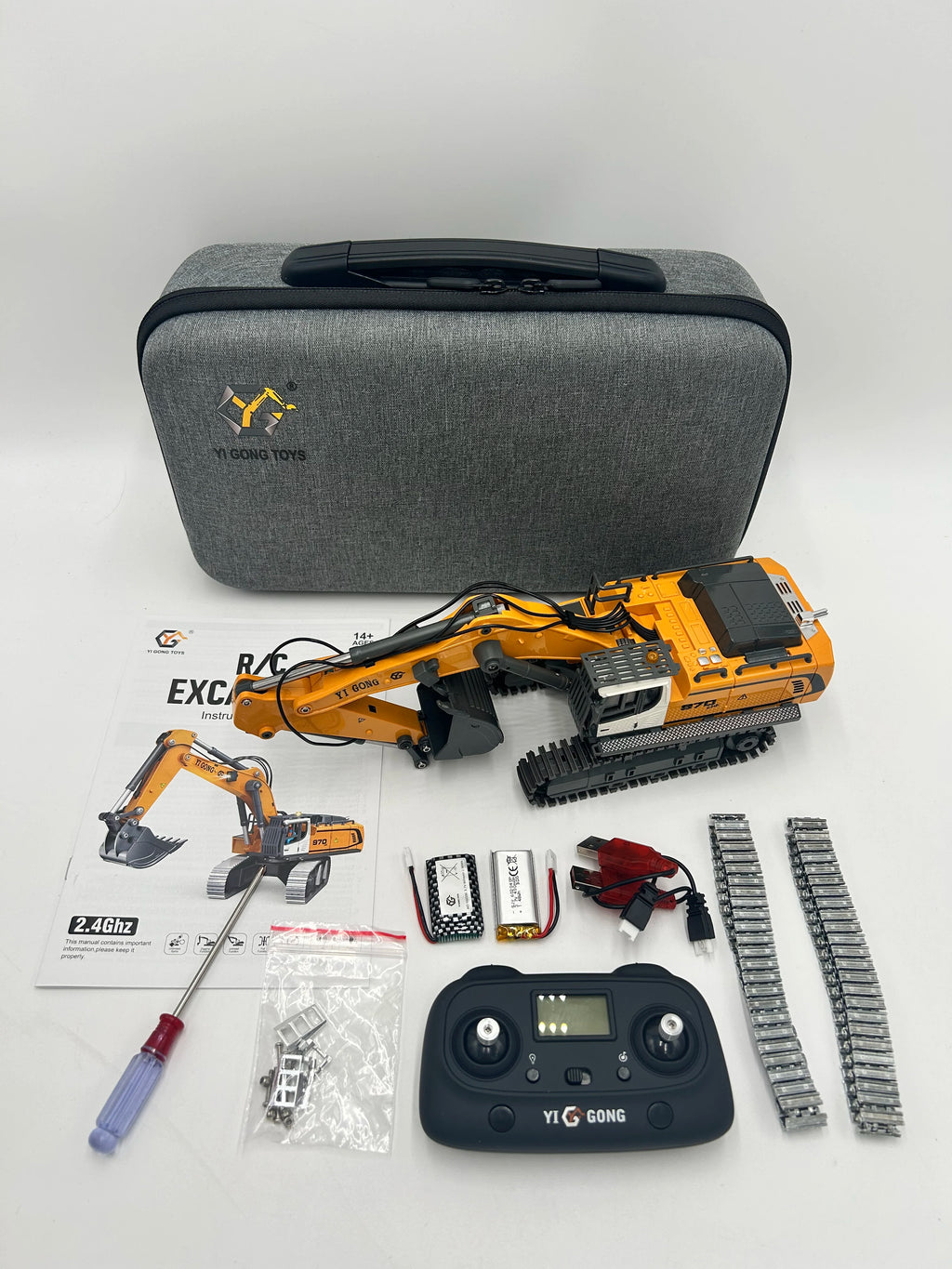 Yigong Rc Engineering Vehicle 1：50 Scale Alloy Excavator Crawler Loader Dump Truck 2 4ghz Simulation Construction Model Toy