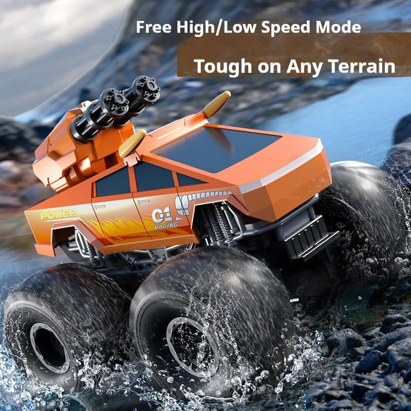 Ygdix Remote Control Car Amphibious Water Bullet Shooting Police Racing Off Road Vehicle For Adult Hobby Collection New Model