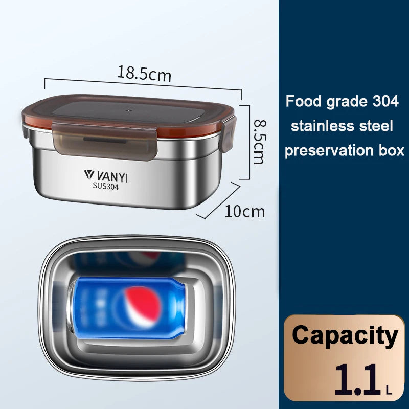 304 Stainless Steel Lunch Box Travel Leakproof Bowls Home Containers Microwave Heating Lunchboxs  Big Capacity Food Lunchbox