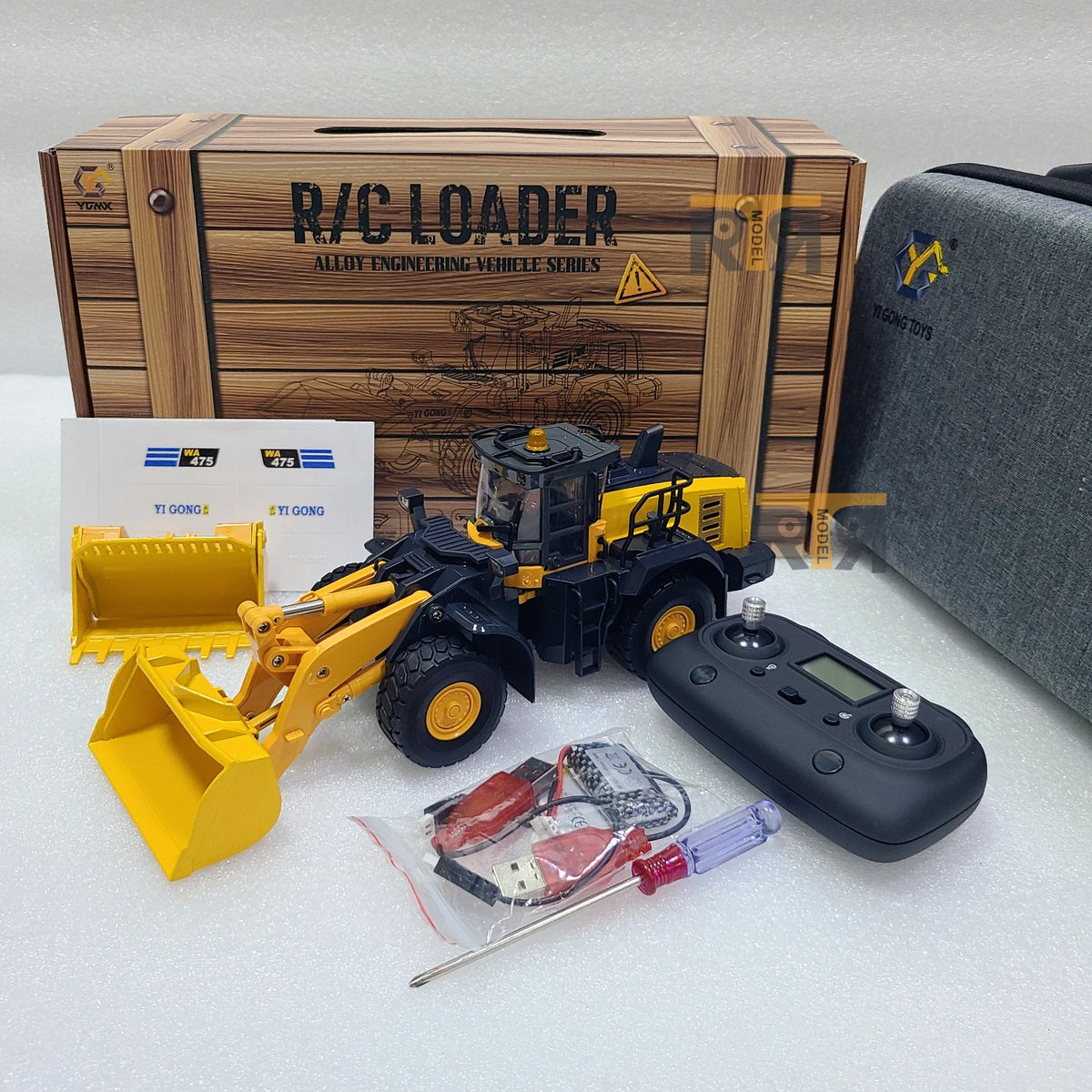 WA475 Loader 1/50 RC Loader RTR Version Mini Remote Control Car with Lights and Sound System Toy Gift Available in Stock