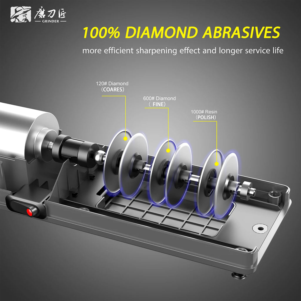 TG2403 Electric Knife Sharpener 15-Degree Bevel Grinding Kitchen Knife Specialized Features Sharpening and Polishing Functions