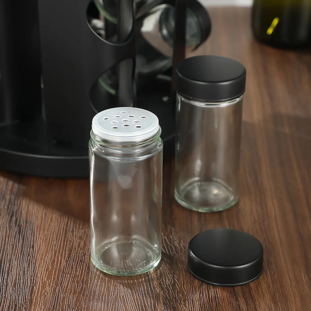 360-Degree Rotating Stainless Steel Spice Rack, Spice Jars, Multi-Compartment Spice Rack, Kitchen Storage