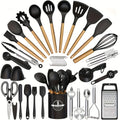 46pcs Non-Stick Wooden Handle Silicone Kitchenware Set for Baking And Cooking, Making Cooking And Baking Easy, Kitchen Supplies