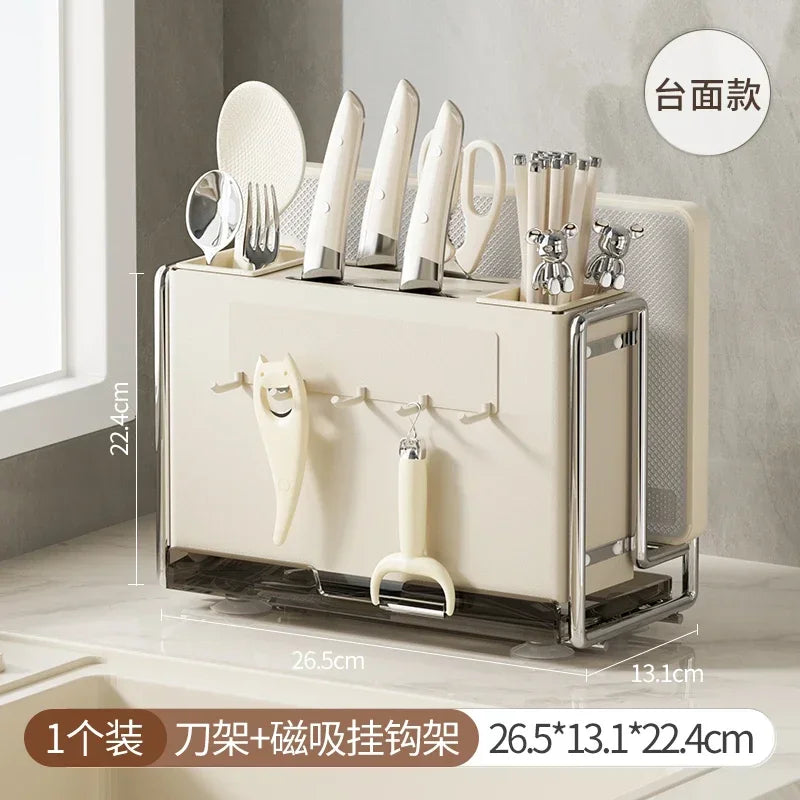 Wall Mounted Cutting Board and Cutlery Rack High-value Storage for Chopsticks and Knives Dual-use Countertop Storage