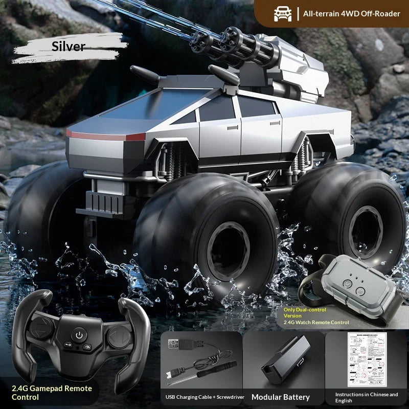 Ygdix Remote Control Car Amphibious Water Bullet Shooting Police Racing Off Road Vehicle For Adult Hobby Collection New Model