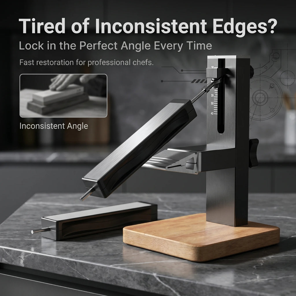 Adjustable Precision Knife Sharpener System, Professional Metal Sharpener for Various Knives, Stable Solid Wood Base Grinder Too
