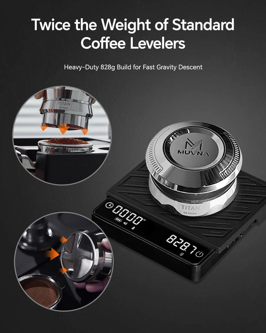 MUVNA 58.35mm Espresso Gravity Distributor Tool - Adaptive Coffee Distributor Leveler, Automatic Depth Setting Full-metal SUS304