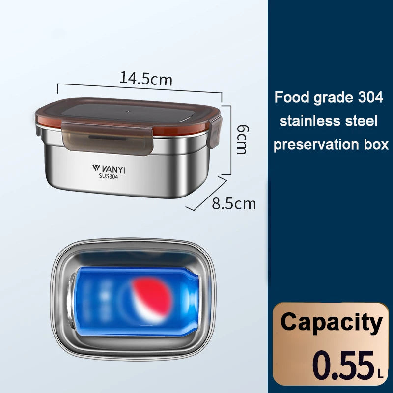 304 Stainless Steel Lunch Box Travel Leakproof Bowls Home Containers Microwave Heating Lunchboxs  Big Capacity Food Lunchbox