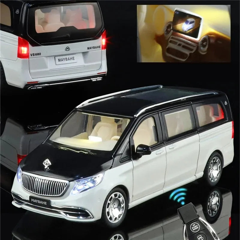1:24 Maybachs VITO VS680 MPV Business Car Model With Remote Key Alloy Diecast Toy Metal Sound Light Toys Collection Gift