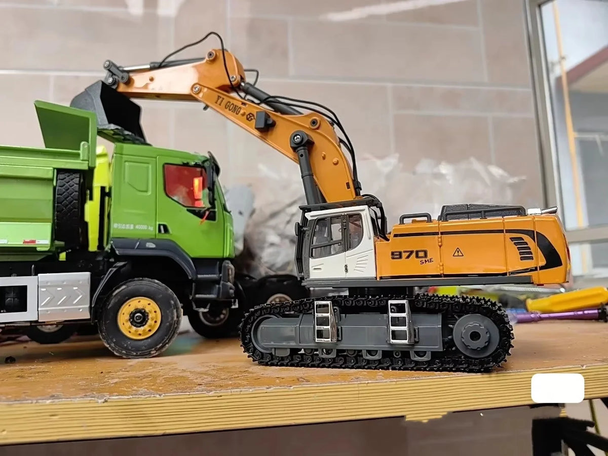 New remote control engineering vehicle 970 series Yigong 1:50 screw dump truck T14R tracked dump truck remote control model