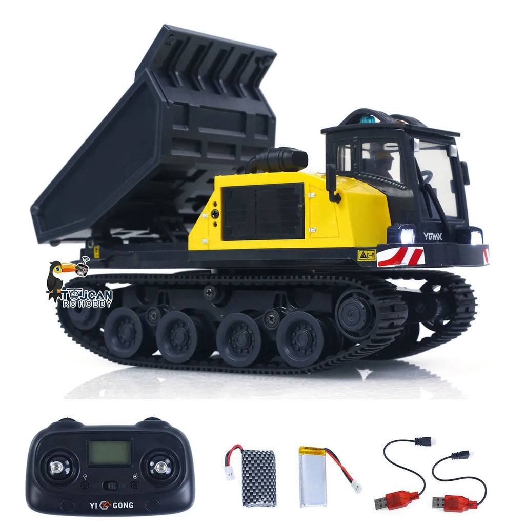 T14R  1/50 RTR Electric RC Crawler Dump Truck Tracked Tipper Finished Construction Vehicle Model Toys with Lights Sounds Hobby