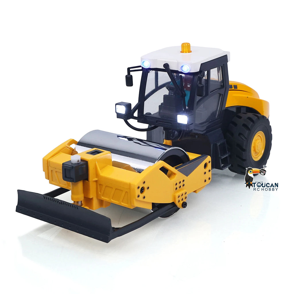 Mini 1/50 RC Road Roller RTR Electric Remote Control Construction Vehicle Finished Metal Blade Lights Sounds Toy Model