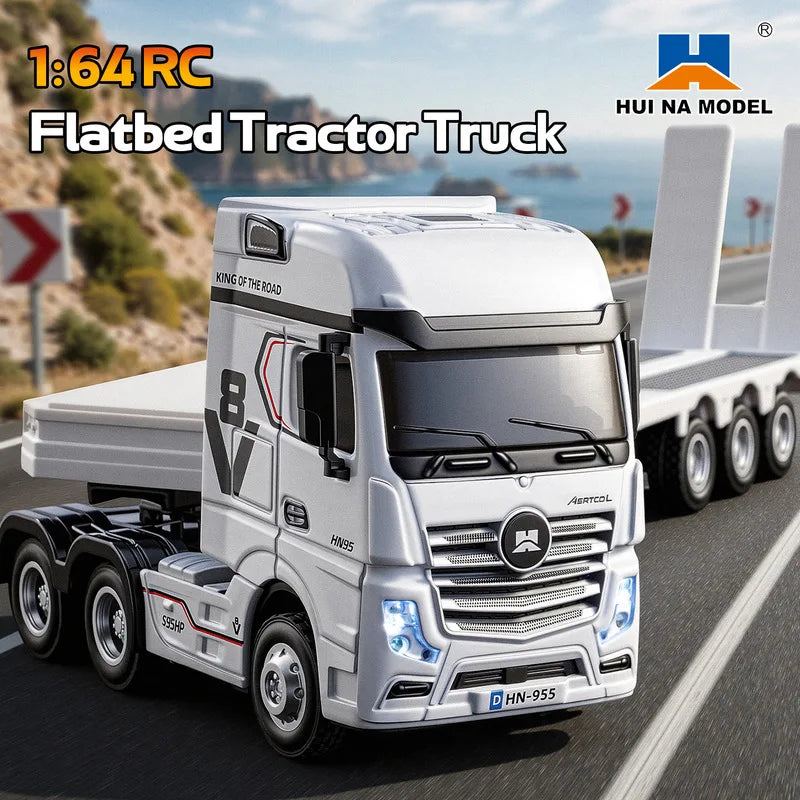 1:64 Huina 9900 Rc Truck Flatbed Tractor Truck 12-Channel Rc Car Mini with Light 2.4G Proportional Precise Control Toy Huina New
