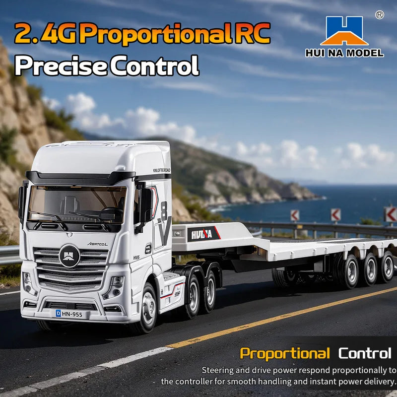 1:64 Huina 9900 Rc Truck Flatbed Tractor Truck 12-Channel Rc Car Mini with Light 2.4G Proportional Precise Control Toy Huina New