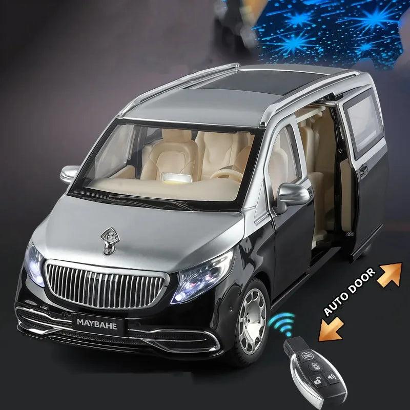 1:24 Maybachs VITO VS680 MPV Business Car Model With Remote Key Alloy Diecast Toy Metal Sound Light Toys Collection Gift