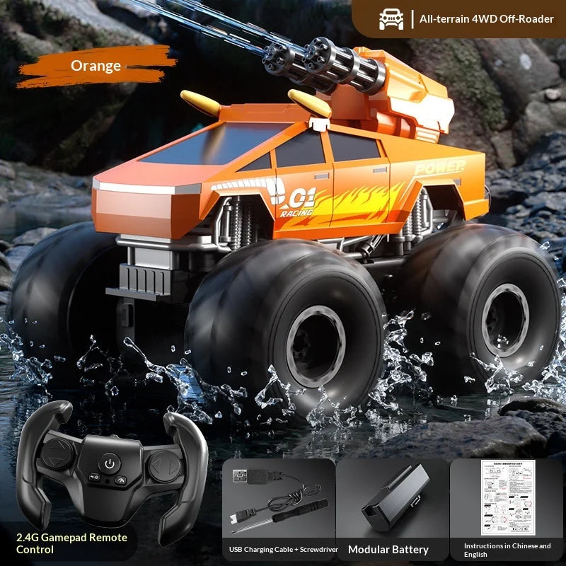 Ygdix Remote Control Car Amphibious Water Bullet Shooting Police Racing Off Road Vehicle For Adult Hobby Collection New Model