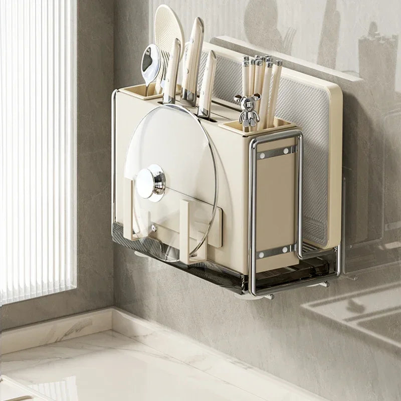 Wall Mounted Cutting Board and Cutlery Rack High-value Storage for Chopsticks and Knives Dual-use Countertop Storage