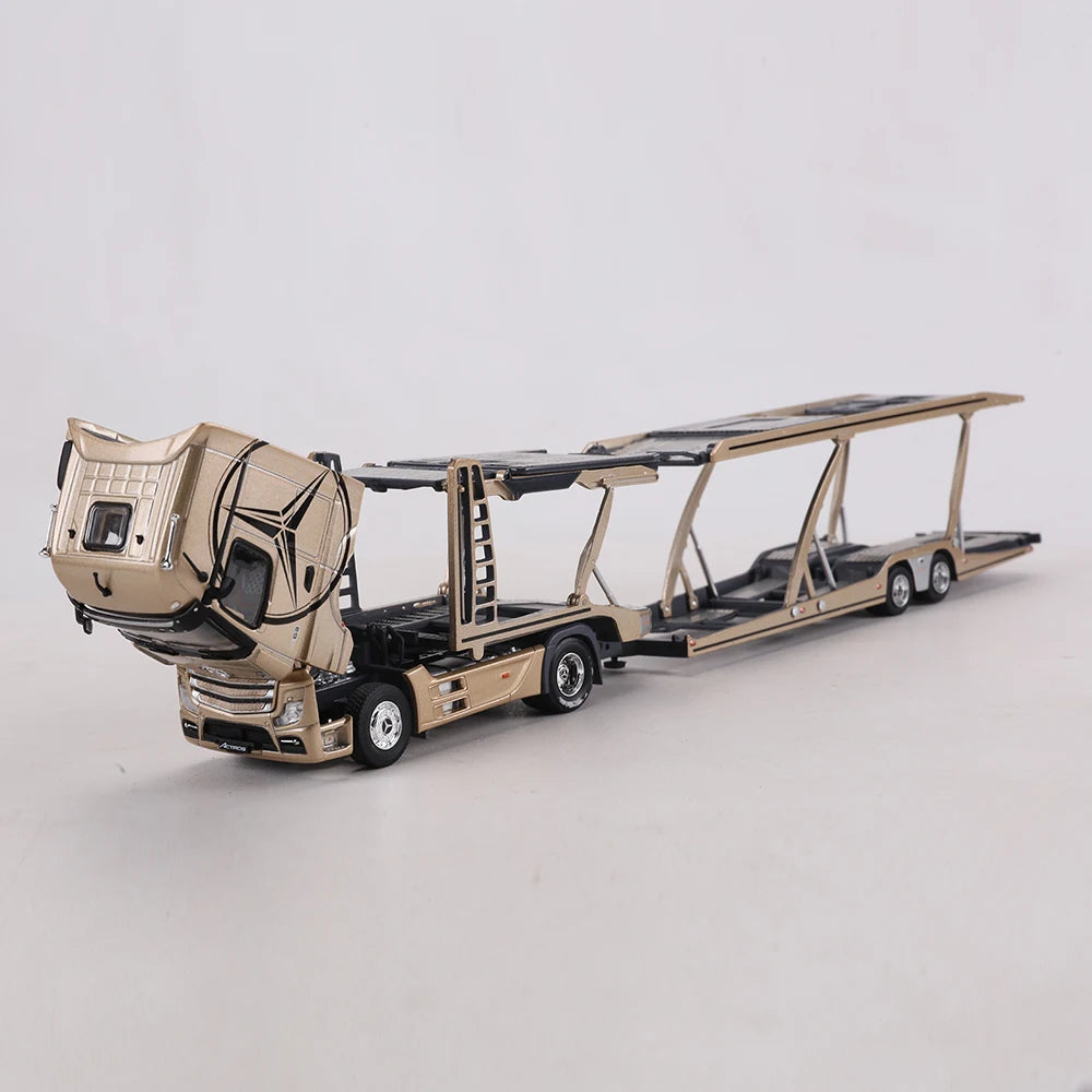 GCD 1:64  Actros Auto Transporter Truck Double Deck Car Carrier Trailer Gold Livery Alloy Metal Model Vehicle C