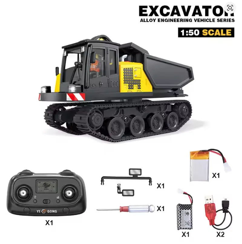 Yigong Rc Engineering Vehicle 1：50 Scale Alloy Excavator Crawler Loader Dump Truck 2 4ghz Simulation Construction Model Toy