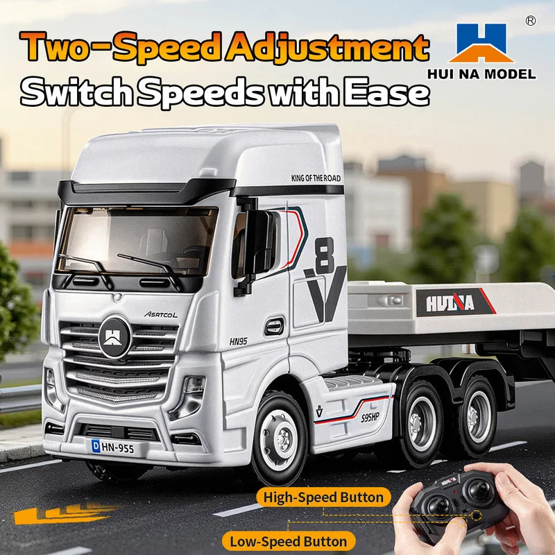 1:64 Huina 9900 Rc Truck Flatbed Tractor Truck 12-Channel Rc Car Mini with Light 2.4G Proportional Precise Control Toy Huina New
